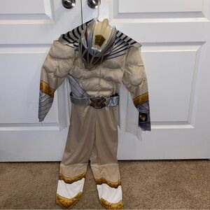 White Power Ranger Kids Halloween Tan and Silver Costume with Mask